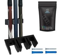 Bold Print Labs Hockey Stick Holder Wall Mount, Holds 3 Sticks - Vertical Ice Hockey Rack and Garage Storage Organizer, Fits Senior Size, Mounting Hardware Included, Black