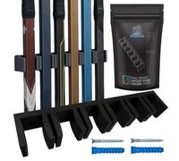 Bold Print Labs Hockey Stick Holder Wall Mount, Holds 6 Sticks - Vertical Ice Hockey Rack and Garage Storage Organizer, Fits Senior Size, Mounting Hardware Included, Black