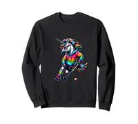 Bold Rainbow Unicorn Playing Field Hockey Pride Sweatshirt