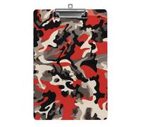 Bold Red Camo Design Large Capacity A4 Clipboard, Wall Mounted Organizer for Office Papers Writing Planner