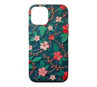 Bold Red Green Botanical Print Berry Flower Floral Case for iPhone 12 mini