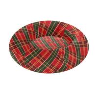 Bold Red Green Plaid Donut Cuddler Pet Cat Beds fluffier Orthopedic Dog Bed for Extra Small Size Pets Sleeping