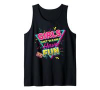 Bold Retro 80s Inspired Girls Just Wanna Have Fun Throwback Tank Top