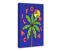 Bold Retro Illustration California Print - Aesthetic Bold Colourful Travel Poster, Funky Retro 80s Art, California USA, Summer Road Trip Art Canvas Modern Poster Wall Art Prints Paintings Living Room