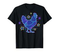 Bold Retro Vaporwave Blue Pink Funny Meme Chicken Stars T-Shirt
