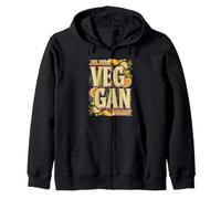 Bold Retro Vegan Lifestyle Statement Zip Hoodie