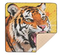 Bold Roaring Cat Decor Large Sturdy Baby Activity Play Mat for Indoor Outdoor Water Resistant Baby Kick Crawling Mat for Baby Toddler Infant, 50'' x 50''