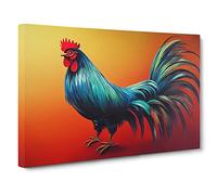 Bold Rooster Canvas Print | Gallery Wrapped 30mm Frame Wall Art | 30x20 inches | Ready to Hang | Contemporary Picture | Living Room Bedroom Lounge Office