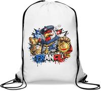 Bold Rooster Symbolizing French Pride Gym Sack Casual Drawstring Bag White