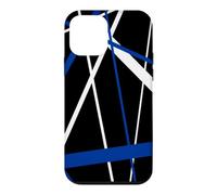 Bold Royal Blue Diagonal Lines White Accents Case for iPhone 12 mini