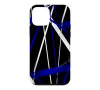 Bold Royal-Blue Diagonal Lines White Accents Case for iPhone 12 mini