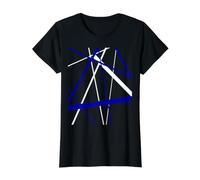 Bold Royal-Blue Diagonal Lines White Accents Value Graphic T-Shirt, Women, Black, S