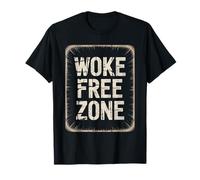 Bold Rustic Woke Free Zone Statement Retro Political Humor T-Shirt