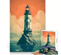 Bold Shadow Lighthouse 1000 Pieces Jigsaws Adults Puzzles Cognitive Memory Serene Escape Exact Cut Art Xmas Gift (50X75CM)
