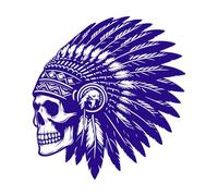 Bold Skull with Native american'tribal Headdress Fine Carving Stickers 67.2x71.7cm Easy Installation DarkBlue