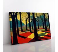 Bold Spring Abstract Forest Canvas Wall Art Print Ready to Hang, Framed Picture for Living Room Bedroom Home Office Décor, 76x50 cm (30x20 Inch)