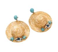 Bold Statement Earrings Alloy Construction Vibrant Colors Unique Dangle Ear Studs for Party or Travel Tribal Earrings, Blue