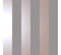 Bold Stripe Grey Rose Gold Metallic Shimmer Wallpaper Feature Holden Decor