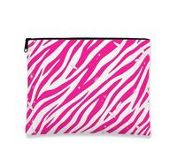 Bold Striped Horse Makeup Bag, Funky Peach Striped Cosmetic Travel Pouch for Women, Portable Canvas Zipper Organizer, Stylish Skincare Toiletry Bag, Peach, 7x9 Inch, Striped Horse