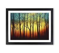 Bold Summer Forest Sunset Vol.1 H1022 Framed Print for Living Room Bedroom Home Office Décor, Wall Art Picture Ready to Hang, Black A3 Frame (46 x 34 cm)