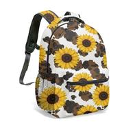 Bold Sunflower Leopard Print Backpack 16 Inch Vibrant Abstract Floral Design 360 Full Coverage Travel Rucksack Daypack (05)