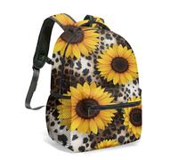 Bold Sunflower Leopard Print Backpack 16 Inch Vibrant Abstract Floral Design 360 Full Coverage Travel Rucksack Daypack (02)