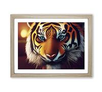 Bold Tiger Framed Print | A2 Oak Framed Wall Art | Ready to Hang | Modern Animal Picture | Living Room Bedroom Lounge Office
