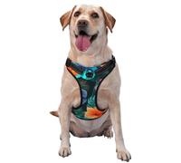 Bold Tropical Floral Hibiscus Pattern No Pull Dog Harness Adjustable Reflective Oxford Easy Control Medium Large Dog Harness