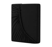 Bold Vision Black Single 200TC Egyptian Cotton Fitted Sheet, 40cm/16 Inch Extra Deep Elasticated Bed Sheet, Soft Breathable Luxury Hotel Quality Bedding-1Pack