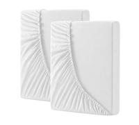 Bold Vision White 4ft Small Double 200TC Egyptian Cotton Fitted Sheet, 40cm/16 Inch Extra Deep Elasticated Bed Sheet, Soft Breathable Luxury Hotel Quality Bedding-2Pack