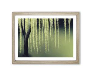 Bold Weeping Willow Tree Framed Print | A4 Oak Framed Wall Art | Ready to Hang | Modern Floral Picture | Living Room Bedroom Lounge Office
