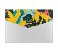 Bold Yellow Pink Foliage Multi-Pocket File Organizer, Expanding Accordion Folder for Portable Document Storage