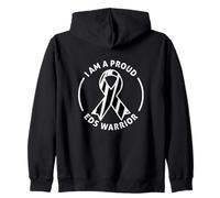 Bold Zebra Awareness Ribbon - I am a Proud EDS Warrior Zip Hoodie