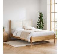 Birlea Marley Cream Fabric & Oak Wood Bed Frame Double Birlea Cream Double