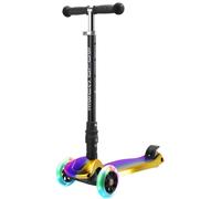 BOLDCUBE Big Fold Dark Night | Three Wheel Scooter for Children Ages 5-10 Years | LED Wheels with Flashing Lights | Height Adjustable 65 to 89 cm | Rear Reflectors