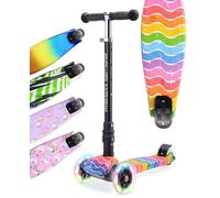 BOLDCUBE Big Fold Astro Dream | Three Wheel Scooter for Children Ages 5-10 Years | LED Wheels with Flashing Lights | Height Adjustable 65 to 89 cm | Rear Reflectors