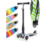 BOLDCUBE Big Fold | Three Wheel Scooter for Children Ages 5-10 Years | LED Wheels with Flashing Lights | Height Adjustable 65 to 89 cm | Rear Reflectors