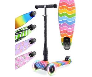 BOLDCUBE Big Fold | Three Wheel Scooter for Children Ages 5-10 Years | LED Wheels with Flashing Lights | Height Adjustable 65 to 89 cm | Rear Reflectors