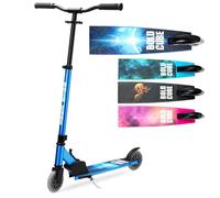 BOLDCUBE Deluxe 2 Wheeler | Blue Scooter for Kids Ages 6-14 + Years | Lightweight | Quick Folding | Easy Steering | No Assembly | Height Adjustable 60 to 90 cm