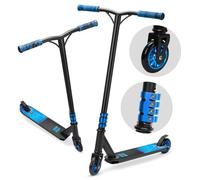 BOLDCUBE Deluxe Stunt Scooter for Kids Ages 8+, Beginner Trick Scooter, Silent Flex Brake, 4 Bolt Clamp, Nylon Core PU Wheels, Blue Night