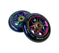 BOLDCUBE Stunt Scooter Wheels 100mm Pair - Pro Stunt Wheels Alloy Core - ABEC9 Bearings (Gem: Chrome/Black, 2 Wheels)