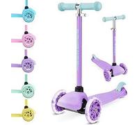 BOLDCUBE Teeny | 3 Wheel Lilac Scooter for Kids & Toddlers Ages 3-6 Years | Flashing Wheels | Height Adjustable 53 to 70 cm | My First Scooter