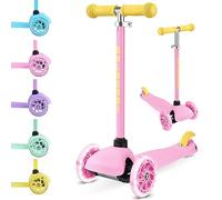 BOLDCUBE Teeny | 3 Wheel Pink Scooter for Kids & Toddlers Ages 3-6 Years | Flashing Wheels | Height Adjustable 53 to 70 cm | My First Scooter