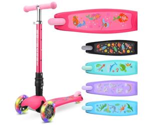 BOLDCUBE Teeny Fold Mermaid | Scooter for Boys and Girls Ages 3-8 Years | Foldable | Flashing Light Up Wheels | Height Adjustable 61 to 79 cm
