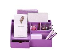 BOLDFOX Purple Psychedelic Cube Desk Organizer Office with 5 Compartments + Drawer/Desk Tidy Caddy/Pen Holder/Multifunctional Organizer， Office Decor for Women