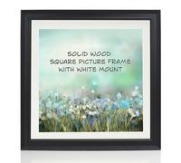 Boldon Framing - 10x10 Black Solid Wood Painted Picture Frame With White Mount To Fit 8x8 Picture, Modern Stepped Profile Wall Mounted Safety Glazing