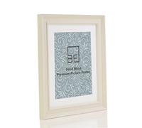 Boldon Framing - 10x10 Cream Solid Wood Painted Picture Frame With White Mount To Fit 8x8 Picture, Modern Stepped Profile Wall Mounted Safety Glazing