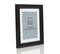 Boldon Framing - 10x8 Black Solid Wood Painted Picture Frame With White Mount To Fit 8x6 Picture, Modern Stepped Profile Free Standing and Wall Mounted Safety Glazing