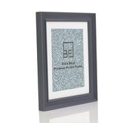 Boldon Framing - 10x8 Dark Grey Solid Wood Painted Picture Frame With White Mount To Fit 8x6 Picture, Modern Stepped Profile Free Standing and Wall Mounted Safety Glazing