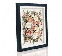 Boldon Framing 10x8" Shadow Box Frame, Black Solid Wood Deep 3D Frame With White Mount, Clear Acrylic Front 2cm Deep Frame For Crafts 3D Deep Objects, Medals, Flowers, Memorabilia